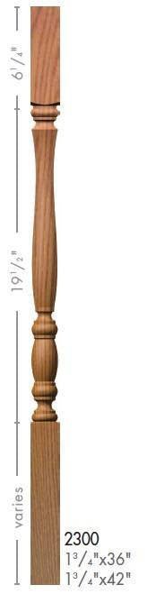 Utah 1 - 3/4&quot; 2300 Elegant Rise Square Top Baluster (Plain or Fluted) - Stair Parts USA