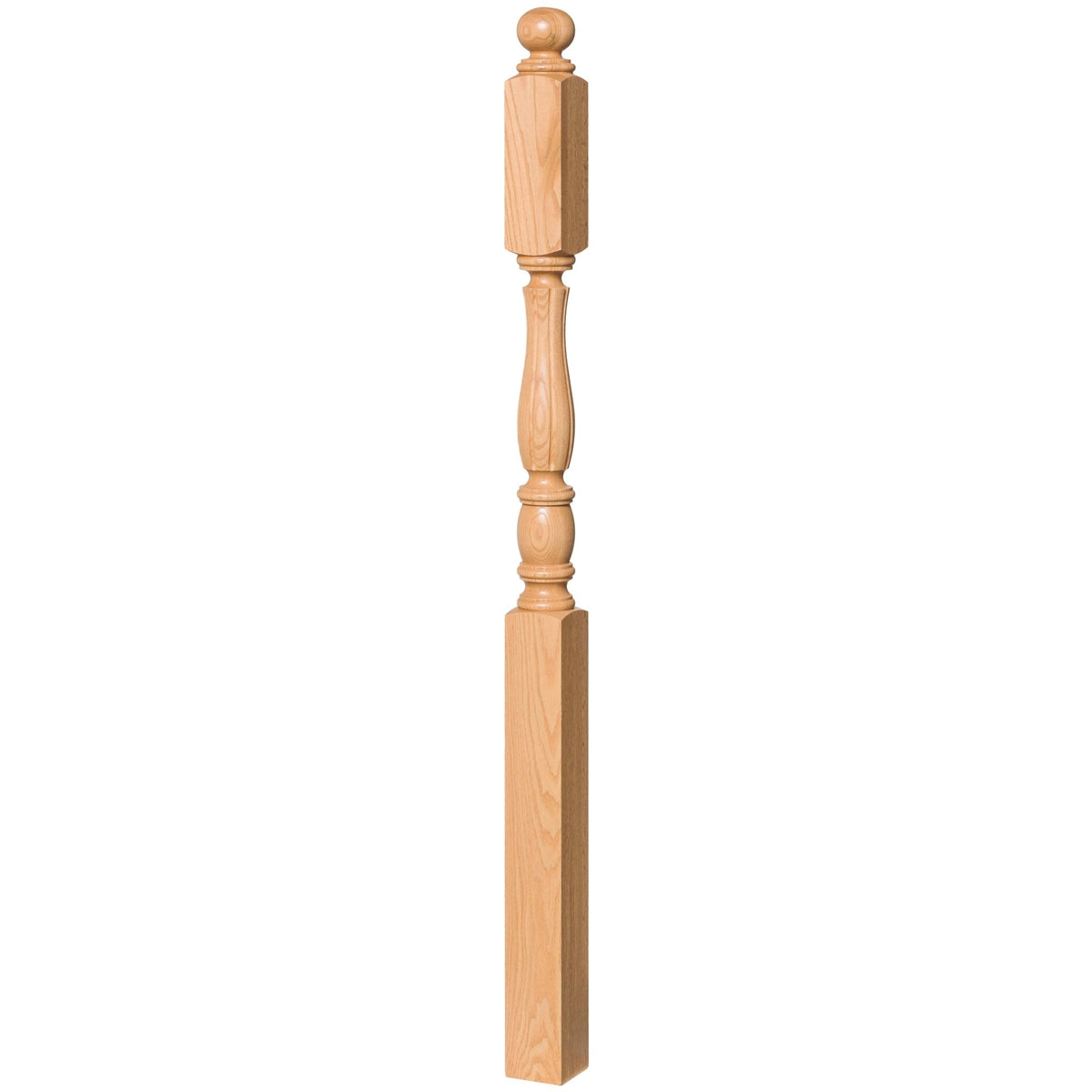 Utah 3 - 1/2&quot; x 60&quot; 5545 Long Block Turned Newel w/Ball Top (Plain, Fluted, Reeded) - Stair Parts USA