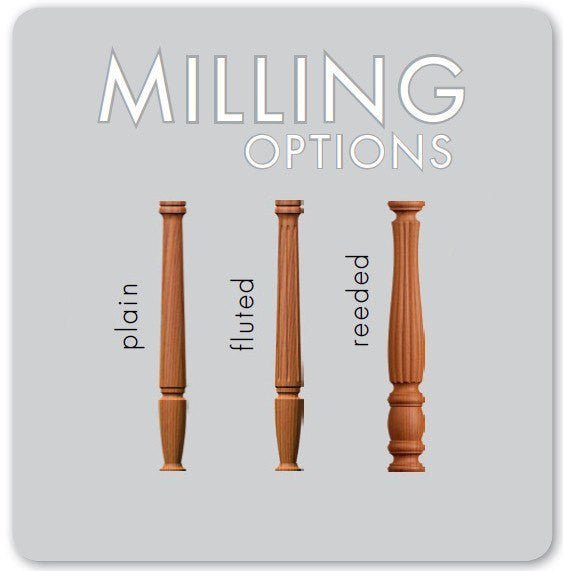 Utah 3 - 1/2&quot; x 60&quot; 5545 Long Block Turned Newel w/Ball Top (Plain, Fluted, Reeded) - Stair Parts USA