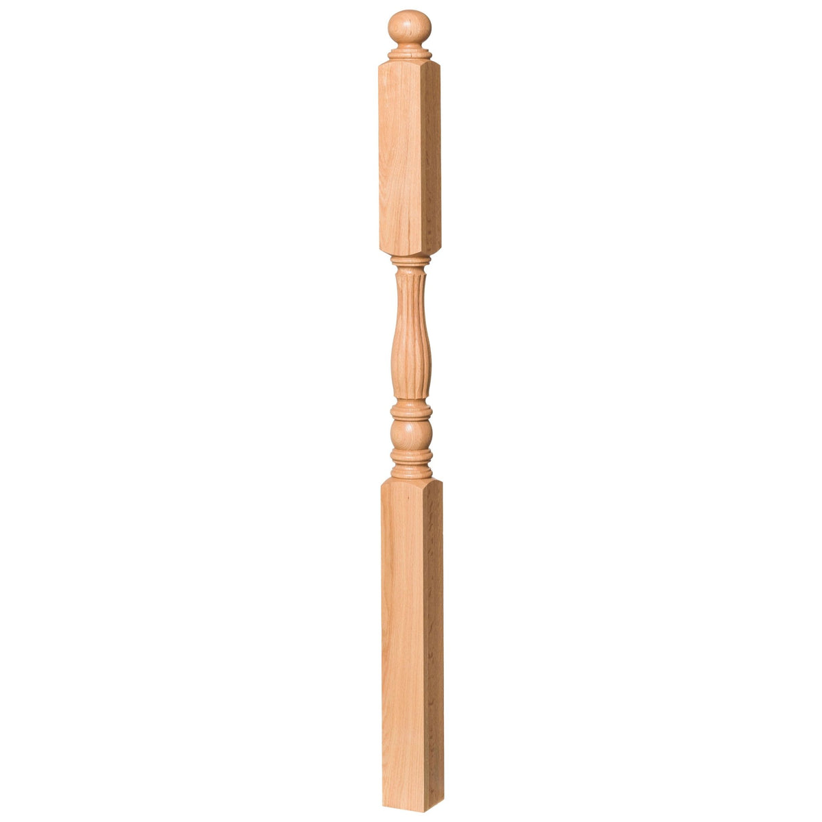 Utah 3&quot; x 60&quot; 5746 Long Block Turned Newel w/Ball Top (Plain, Fluted, or Reeded) - Stair Parts USA