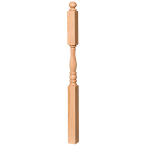 Utah 3" x 60" 5746 Long Block Turned Newel w/Ball Top (Plain, Fluted, or Reeded) - Stair Parts USA
